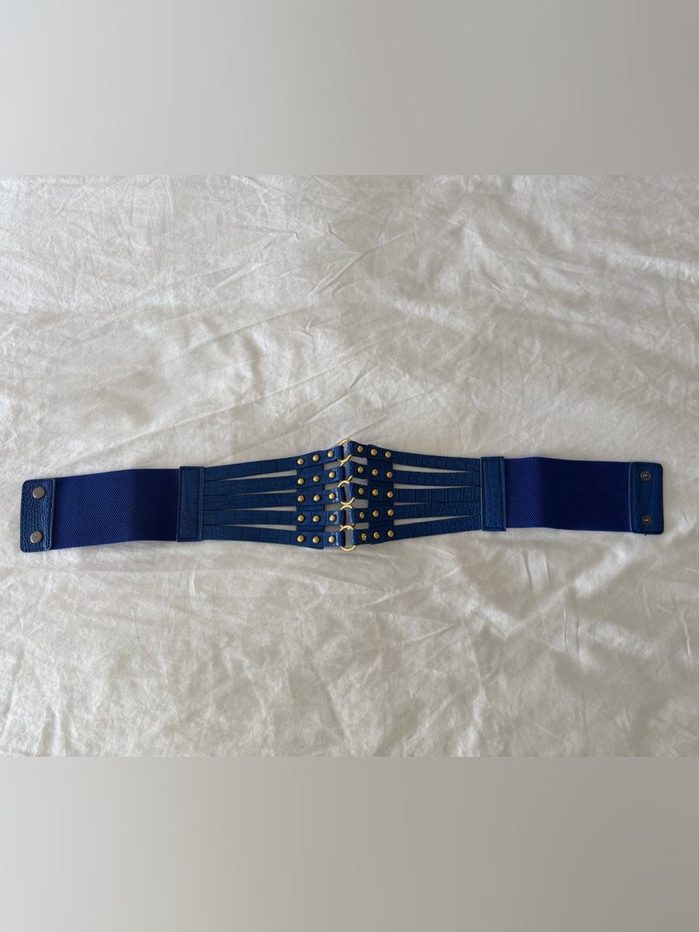 Blue Elastic Studded Waist Belt - Women Accessories